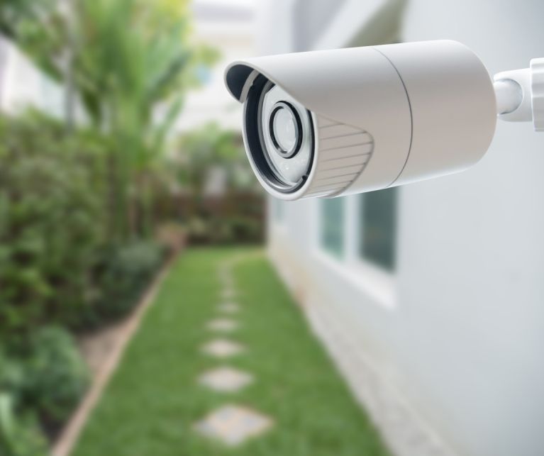 CCTV system on the outside of a house.