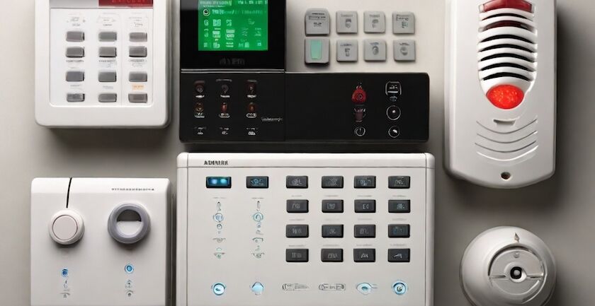 The four types of alarm systems against a neutral backdrop