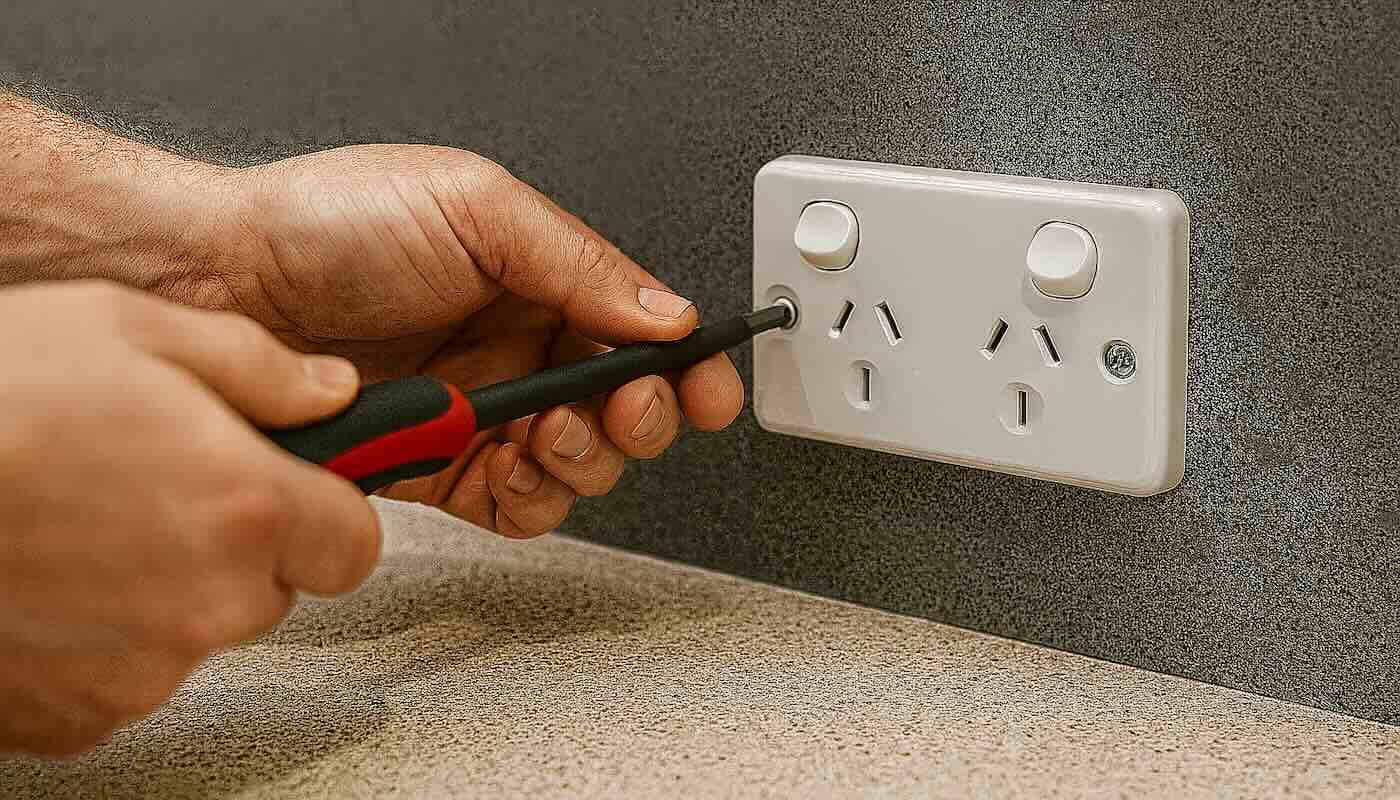 Close up of a power point installation in Perth