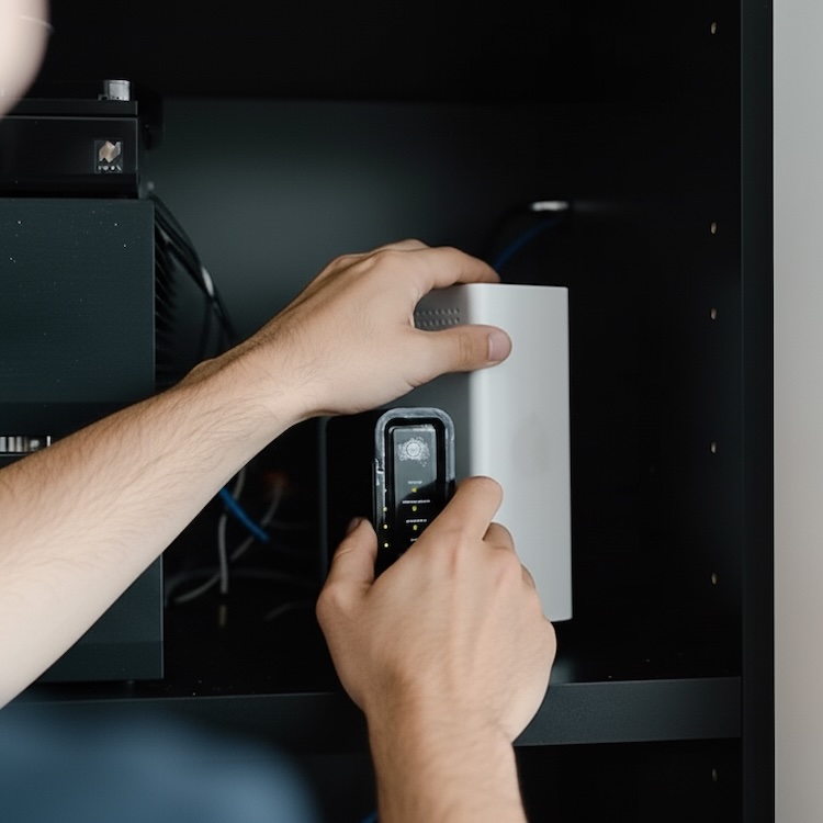 Electrician relocating an NBN box