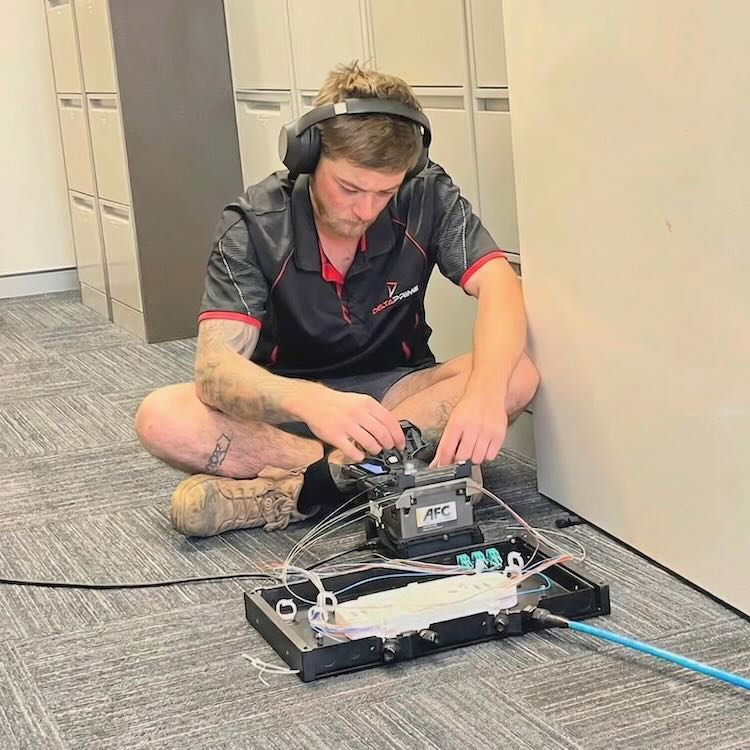 DeltaPrime networking installer installing commercial data cabling